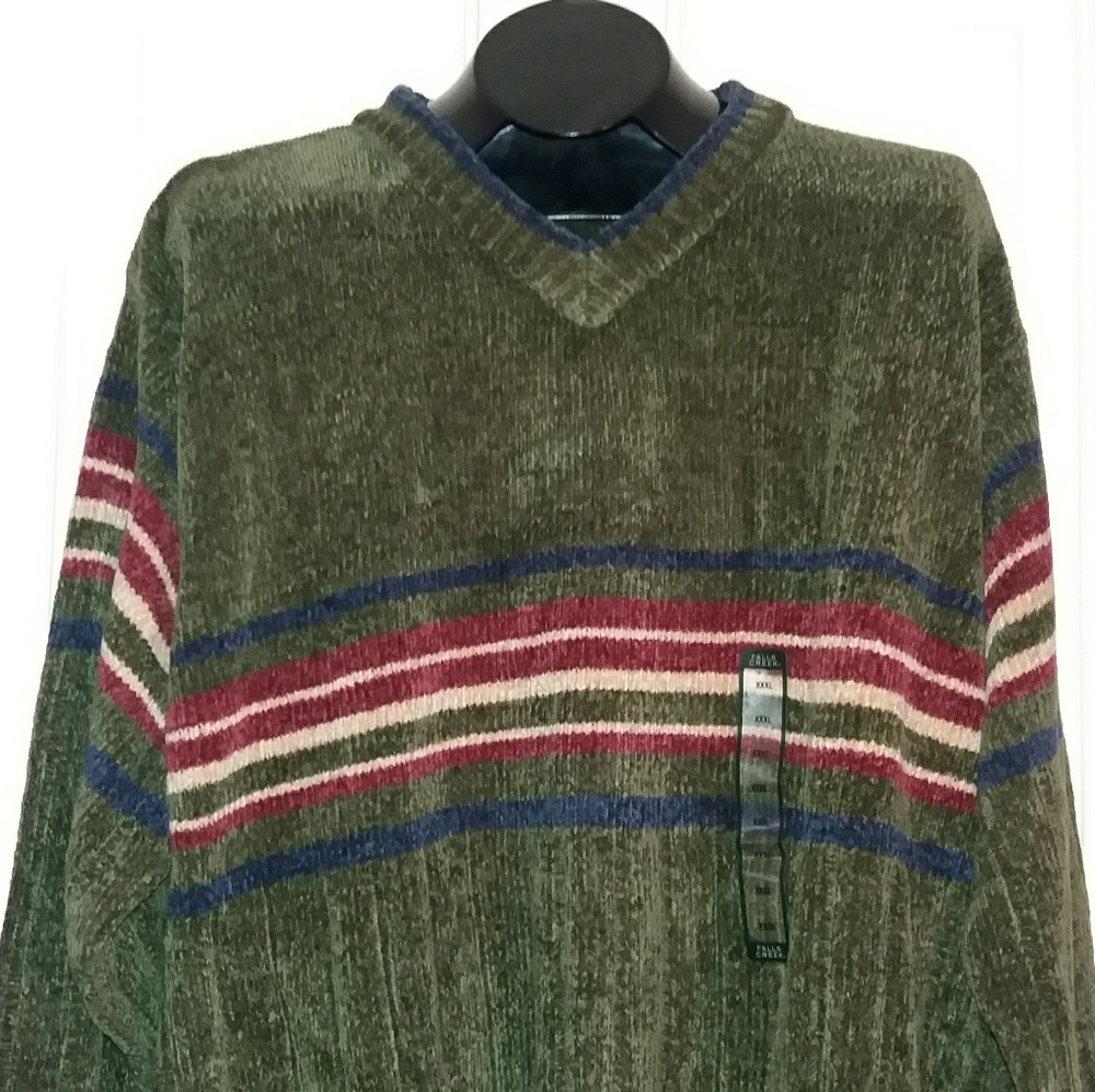 NWT Falls Creek Striped V Neck Chenille Sweater - Picture 5 of 8